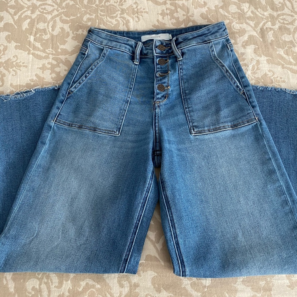 Hidden high rise wide leg jeans